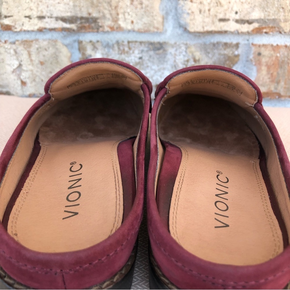 VIONIC Salie Wine Suede Womens Casual Career Comfort Slip On Loafer Mule sz 7 - Picture 7 of 11